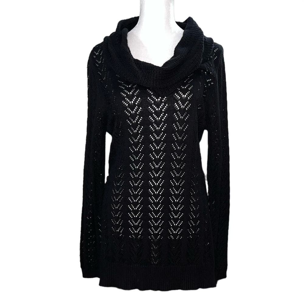 Croft & Barrow Women’s Long Sleeve Cowl Neck Open Stitch Long Sweater Size Med